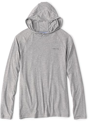 Orvis DriCast Men's Lightweight Sun Hoodie XL Light Grey Heather UPF Breathable Quick Dry