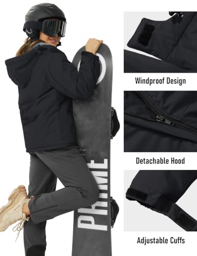 Winter Ski Jacket for Women Waterproof Snow Coat - Large Black