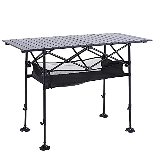 Adjustable Camping Table with Storage - Lightweight Foldable Outdoor Dining