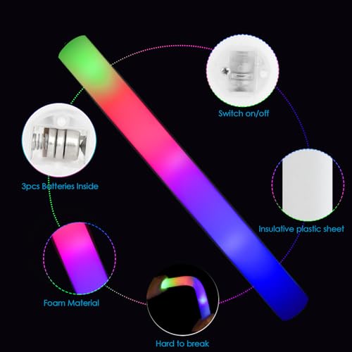 118PCS Foam Glow Sticks Party Pack - Colorful Flashing Light Up Foam Sticks for Weddings Halloween Christmas Events - Variation of THIS listing