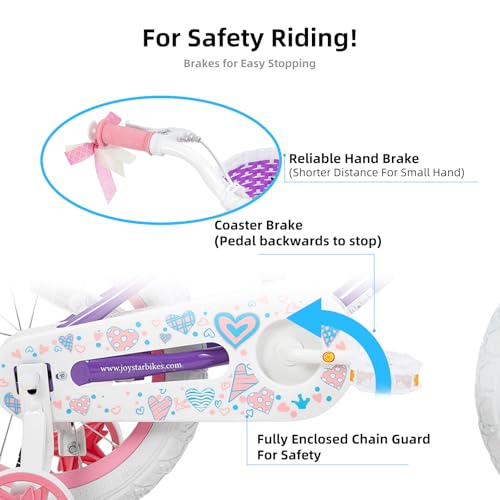 Kids 12 Inch Girls Bike with Training Wheels - Purple for Ages 2-4