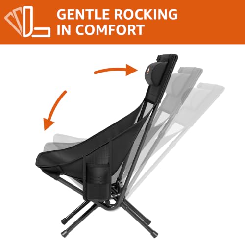 HAAGEEP Black Portable Folding Rocking Camping Chair for Adults