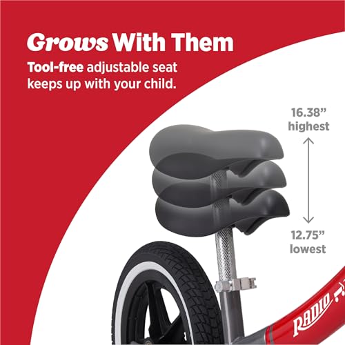 Kids Balance Bike with Air Tires - Red, Adjustable for Ages 1.5-5
