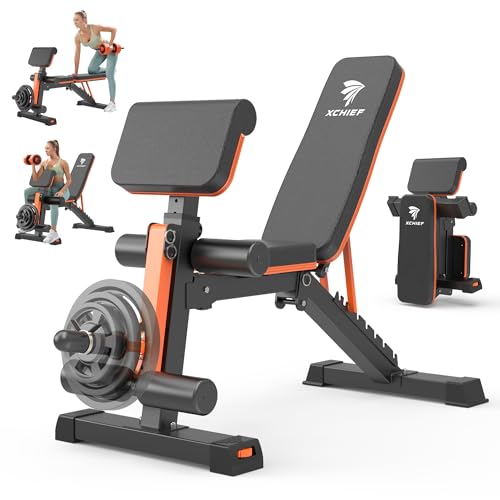 Orange Black Adjustable Weight Bench 1000LBS Capacity Foldable Home Gym Equipment
