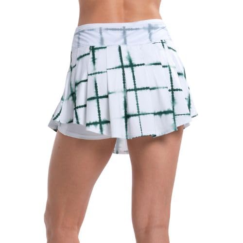 Lucky In Love Shibori Plaid Tennis Skirt Small Team Green Women's Athletic Wear
