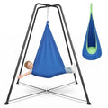 Light Blue Sensory Swing Set with Stand - Heavy-Duty Kids Indoor & Outdoor Autism Therapy Hammock, 350LBS Capacity