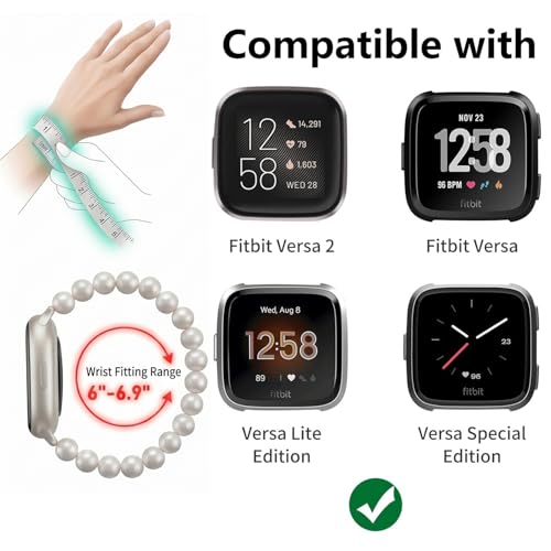 Beaded Elastic Bracelet for Fitbit Versa 2 - Handmade Women’s Watch Band