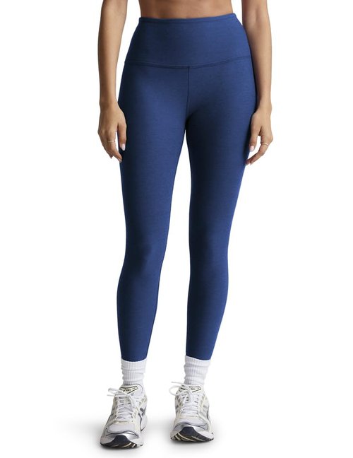Beyond Yoga Women's Spacedye Caught in The Midi High Waisted Legging, Marine Blue Heather, Medium