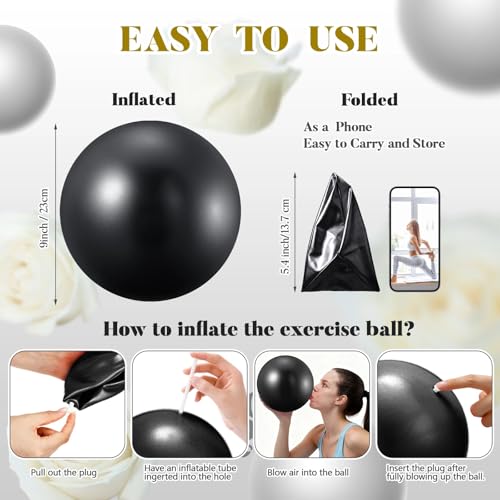 Pilates Exercise Balls 20 Pack - 9 Inch Black Yoga & Fitness Balls