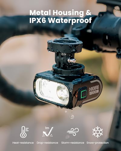Black Magicshine Hori 1300S Bike Light with Garmin/Wahoo Mount, 1300LM, Waterproof