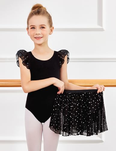 Toddler Ruffle Sleeve Dance Dress Combo for Girls 6-7 Years Black