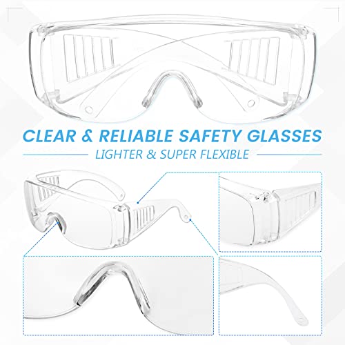 WFEANG 6-Pack Clear Over Eyeglasses Safety Glasses ANSI Z87.1 Bulk Pack