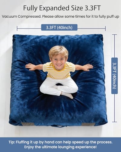 Kids Sensory Crash Pad 3.3FT Blue - Soft Foam Landing Mat for Play & Therapy