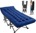 Folding Camping Cot for Adults with Mattress - Navy, Oversized 78x32x18