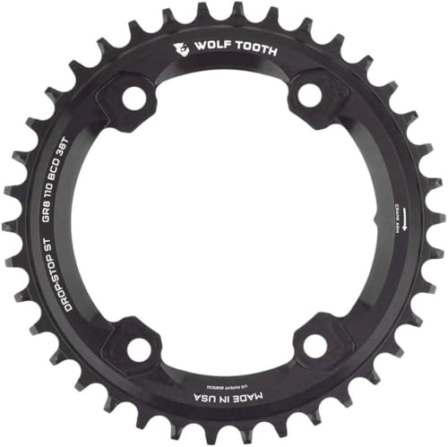 Wolf Tooth 38T 110 BCD Asymmetric Chainring for Shimano GRX 12-Speed Drop-Stop ST