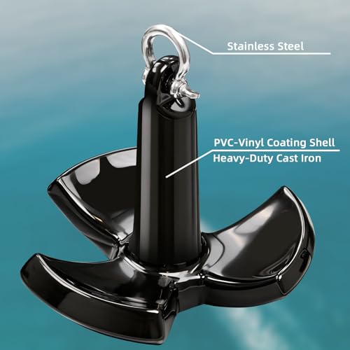 20lb Boat River Anchor Kit for Up to 24ft Boats | Marine Mushroom Anchor with Rope & Accessories
