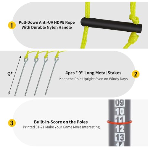 Olybeaka 20FT Yellow Outdoor Badminton Set with Net & Accessories