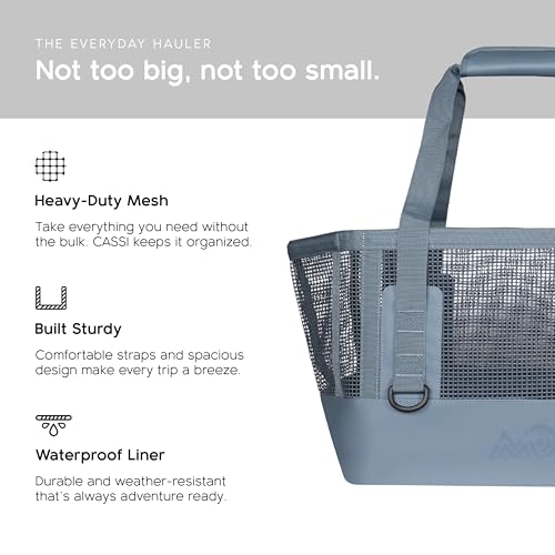 MISSION Heavy Duty Mesh Boat & Beach Tote Bag 50L Steel Blue - Waterproof, Ventilated, Outdoor Marine Gear