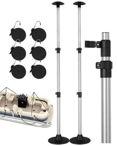 OCEANBROAD Adjustable Aluminum Boat Cover Support Poles 2-Pack Black