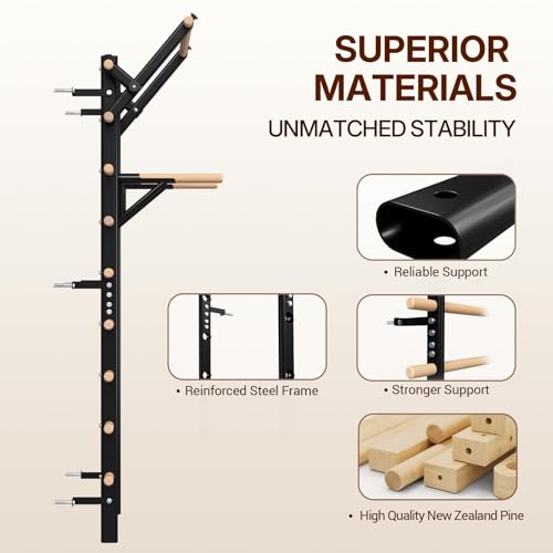 Swedish Ladder with Bars - Wooden Stall Bar for Body Stretching & Strength Training