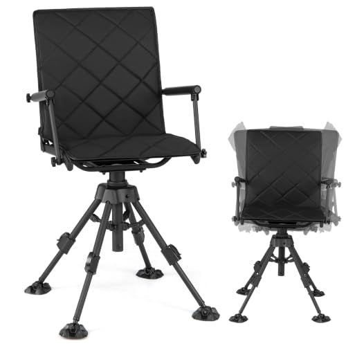 Swivel Hunting Chair with Padded Seat and 360° Rotation - Black