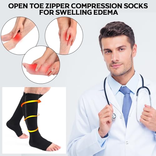 Nuanchu XL Black Zipper Compression Socks - 3 Pair
