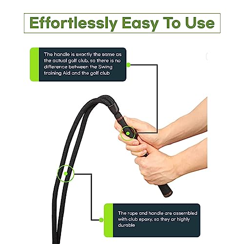 Golf Swing Training Aid Rope Trainer with Real Club Grip - Home Practice Equipment