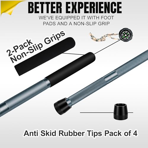 LCNCY Grayish Green Survival Walking Stick with Camp Shovel - Heavy Duty Hiking Staff