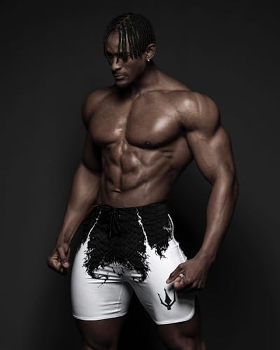 15-Inch Men's Physique Competition Shorts - Black & White Variation