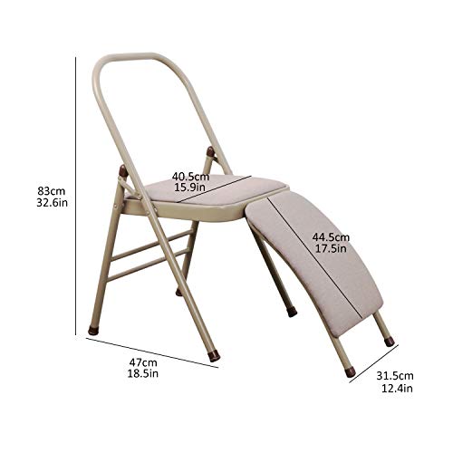 INNOLIFE Foldable Yoga Chair with Lumbar Support & Purple Resistance Band, Grey