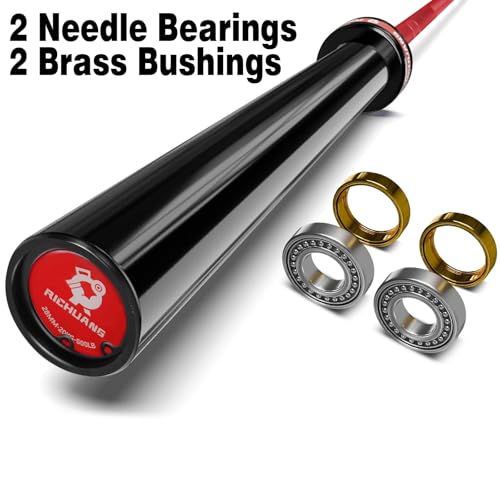RICHUANG 7ft Olympic Barbell 28mm 45lb Red-500LBS for Powerlifting & Home Gym