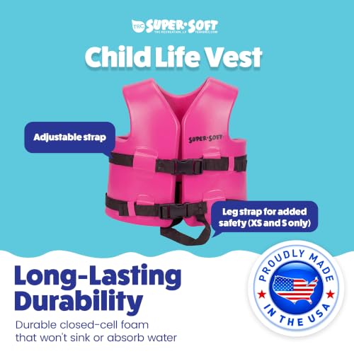 Texas Recreation Super Soft Child Life Jacket - Flamingo Pink X-Small, USCG Approved