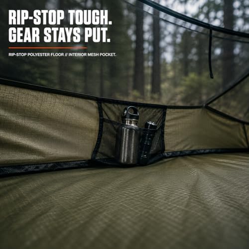 USGI Industries OD Green Self-Deploying Bivy Tent - Single Person Mesh Sleep System