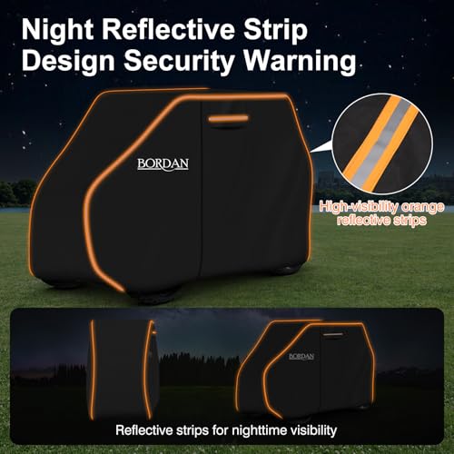 Heavy Duty Golf Cart Cover for 2/4/6 Passengers with Orange Reflective Strips - Universal Fit, Water-Resistant