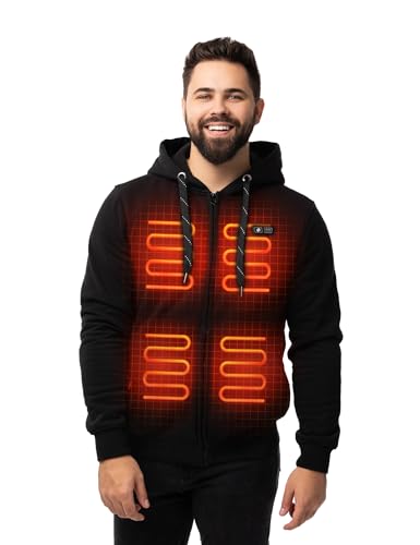 Large Black Heated Hoodie with 12V 16000mAh Power Bank - Men & Women