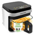 NutriChef 5.8 Qt White Air Fryer with 8 Cooking Presets & Glass Bowl