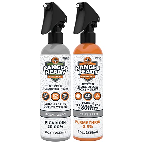 Insect Repellent Spray Pack of 2 - Permethrin 0.5% & Picaridin 20% - Scent-Free, 8 Oz Each