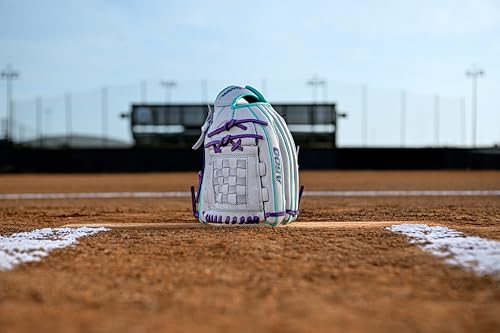 Wilson 2026 A500 Siren 12 Inch Fastpitch Softball Glove - Right Hand, White/Seafoam/Purple