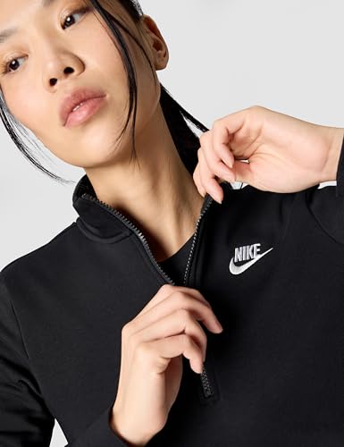 Nike Women's Sportswear Club Fleece 1/2-Zip Sweatshirt - Medium Black/White