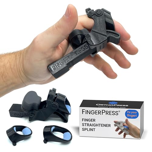 FingerPress Large Black Finger Straightener for PIP Flexion Contractures - USA Made