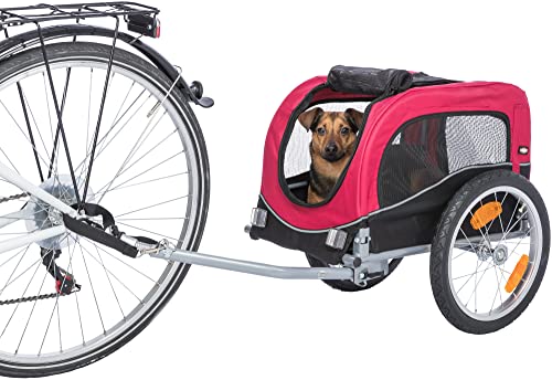 TRIXIE Small Dog Bike Trailer for Bicycles - Up to 33 lbs, Quick Fold & Set-Up, Red