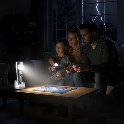 6 Pack Rechargeable Emergency Night Lights with Auto On Power Outage - Silver, Model 6
