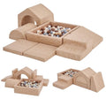 JungleDove Light Wood Montessori Foam Climbing Blocks Set for Toddlers, 7-Piece Indoor Play Gym