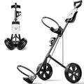 WAYTULES Black 2-Wheel Foldable Golf Push Cart - Lightweight, Durable Steel Frame, Adjustable Straps