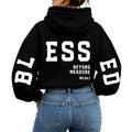 Christian Women Hoodies Blessed Sweatshirt Jesus Religious Saying Large Black