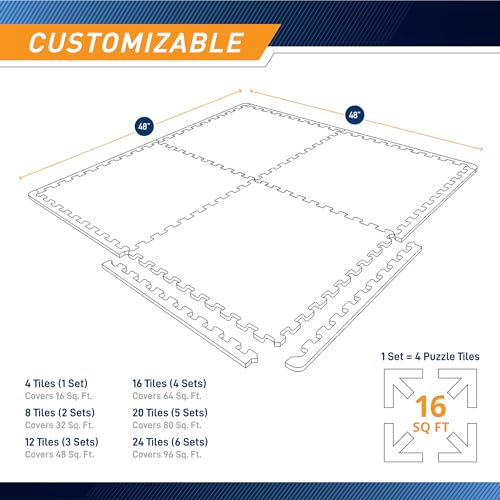 Multi Color Interlocking Rubber & EVA Foam Gym Floor Mat - 16 Sq Ft