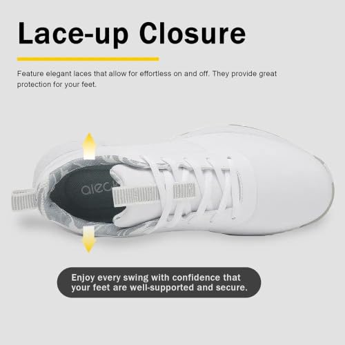 Ultiant Women’s Spikeless Waterproof Golf Shoes - White & Grey, Size 8.5