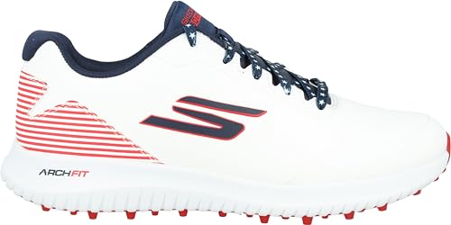 Men's Skechers Max Fairway 3 Arch Fit Spikeless Golf Shoes - White Navy Red 10