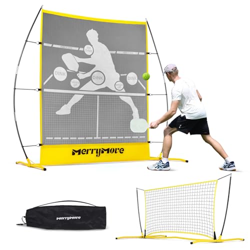 MerryMove Yellow 6FT Portable Pickleball Net & Rebounder Practice Set