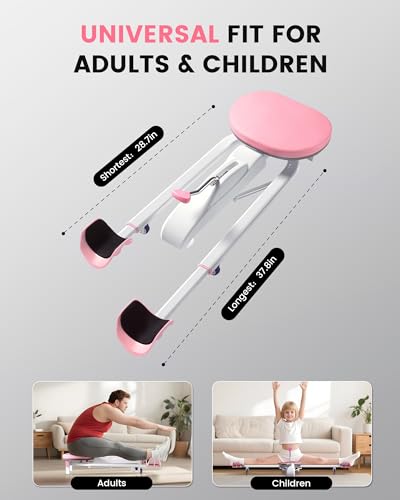 Pink Leg Stretcher Machine for Flexibility, 0-180° Adjustable, Home Gym Equipment